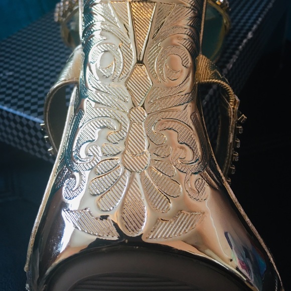 Gold studded heels by Celeste - Picture 3 of 4